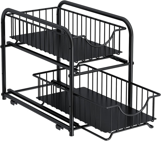 Pull-out Cabinet Organizer, Stackable 2-tier Under Sink Rack