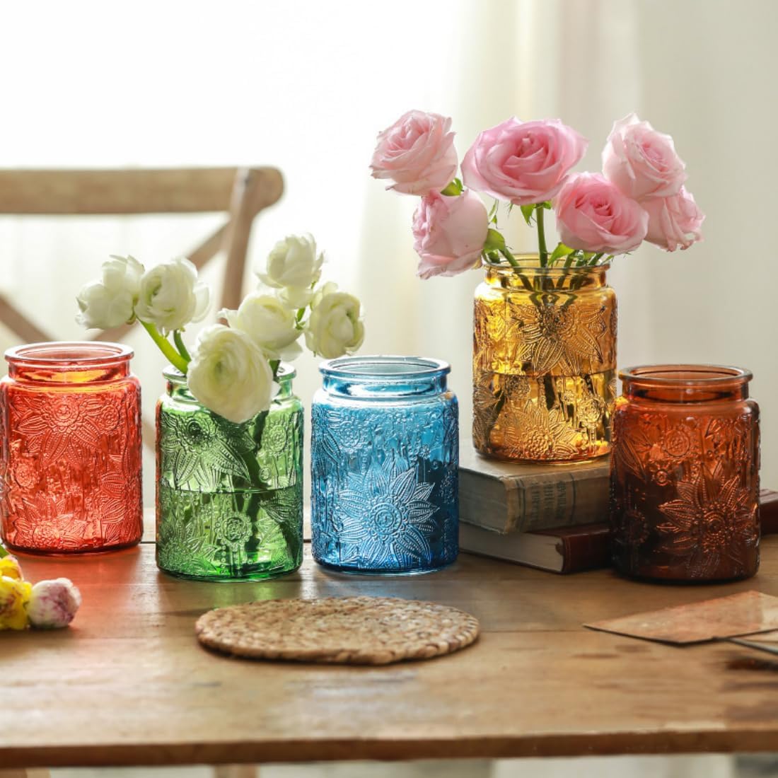 Blue Glass Jar, 23.7 FL OZ Vintage Glass Canister with Airtight Lid