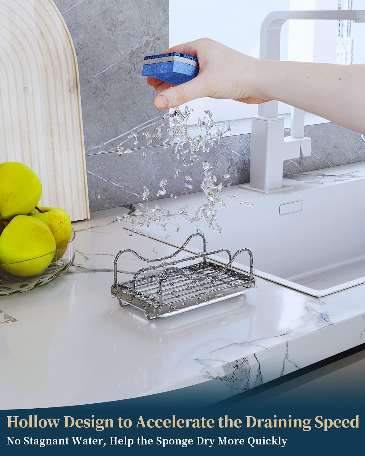 Sponge Holder for Kitchen Sink - Movable Sink Caddy for Countertop Organizer
