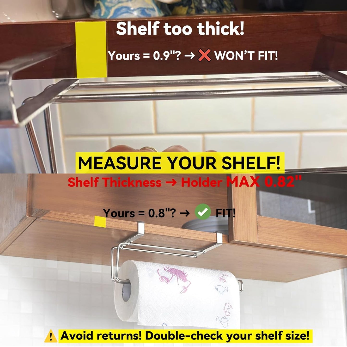 T.R.Sani. Paper Towel Holder Under Cabinet - Hanging Paper Towel Holders
