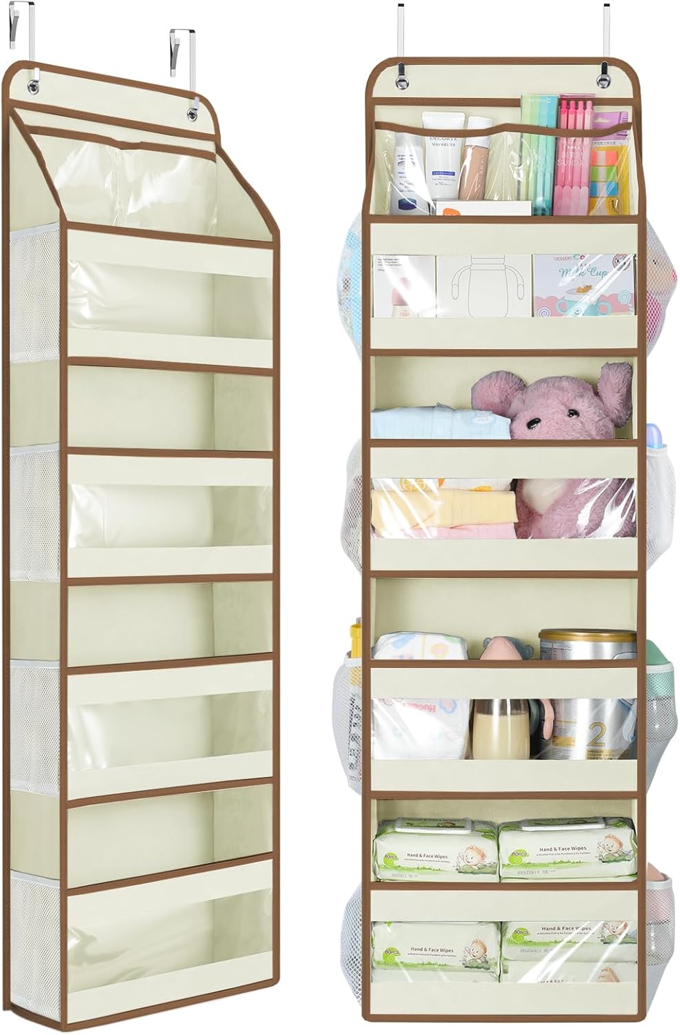 5 Tier 1Pc Over the Door Organizer, Swing-proof Door Organizer Hanging with Clear PVC Windows