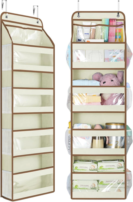 5 Tier 1Pc Over the Door Organizer, Swing-proof Door Organizer Hanging with Clear PVC Windows