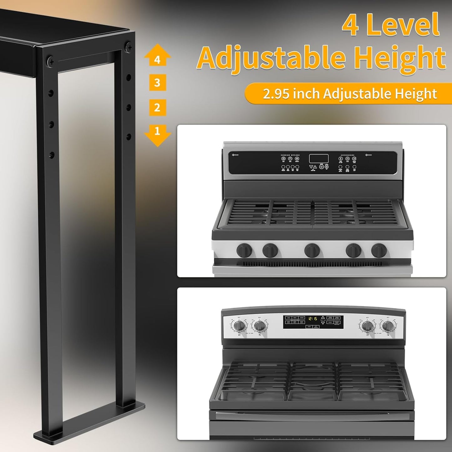 Spice Rack Shelf for Kitchen Stove, Adjustable 27 to 33 Inch Spice Rack Organizer
