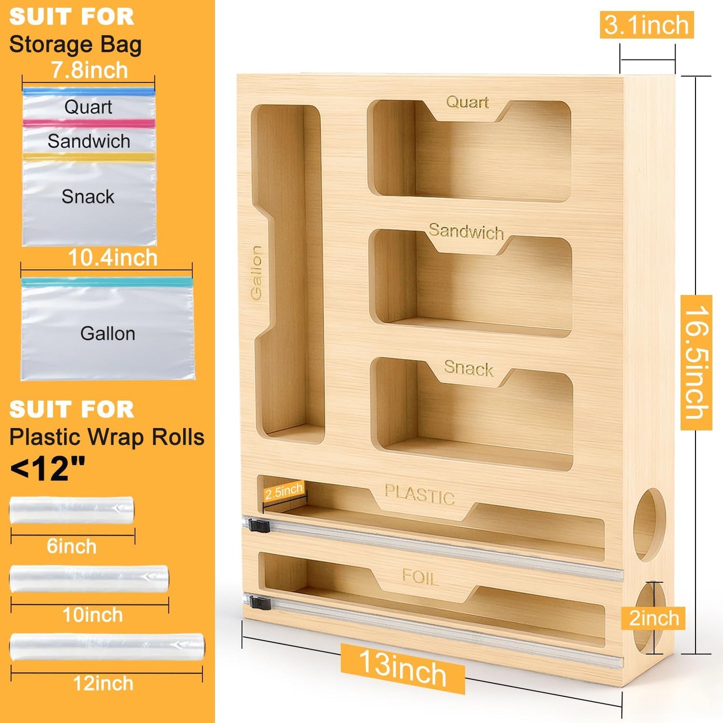 Magnetic Storage Bag Organizer 6 In 1 Ziplock Bag Organizer for Fridge and Drawer