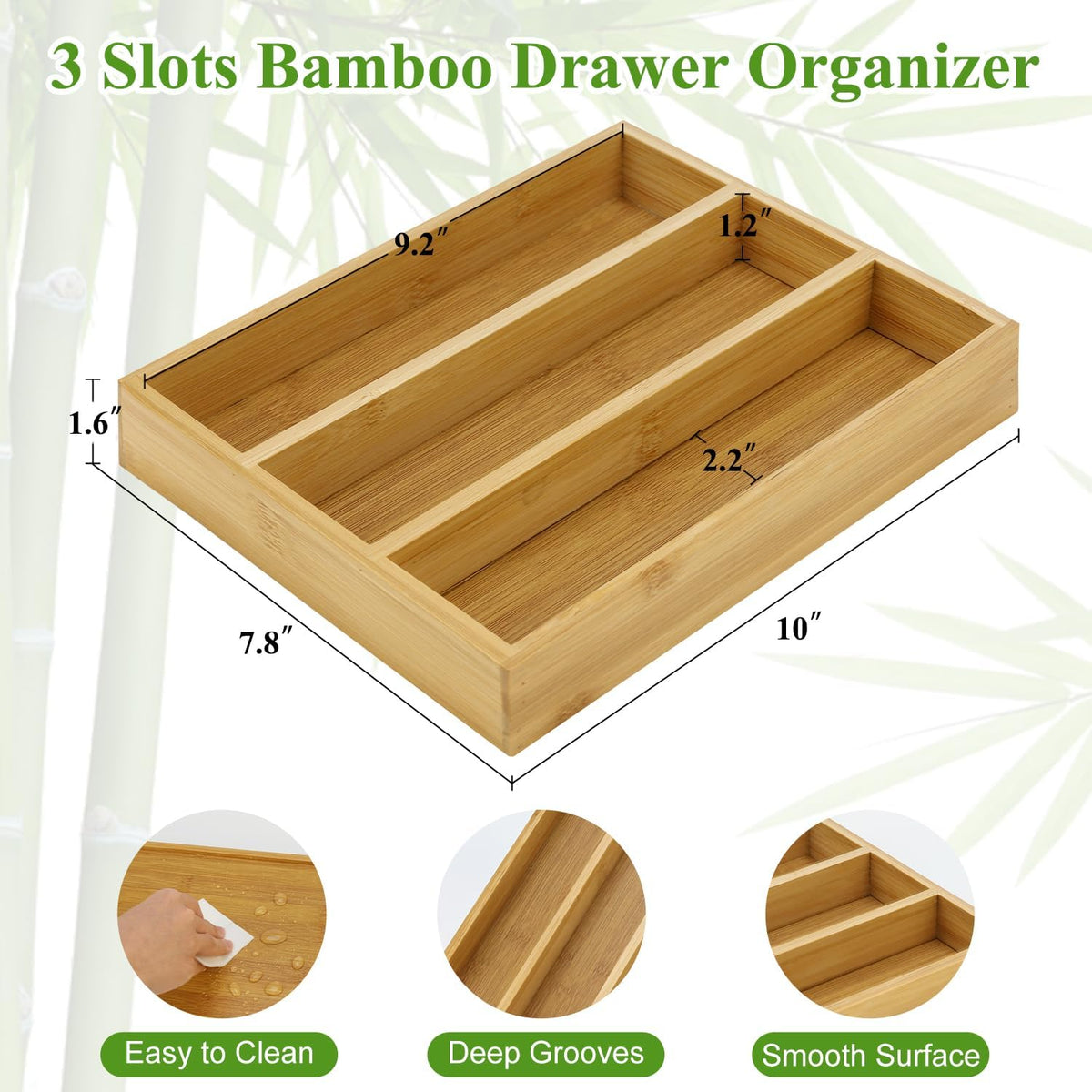 Small Bamboo Silverware Drawer Organizer Kitchen Utensil Spo