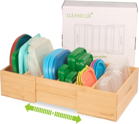 Expandable Kitchen Cabinet Organizer for Food Storage Container Lids