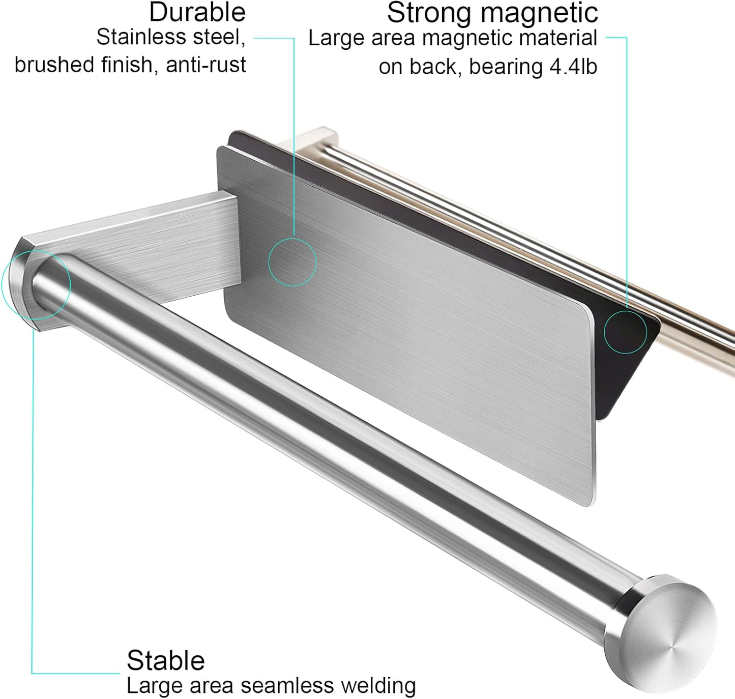 Paper Towel Holders Magnetic Steel Brushed Towel Roll Holders with Strong Magnetic Backing