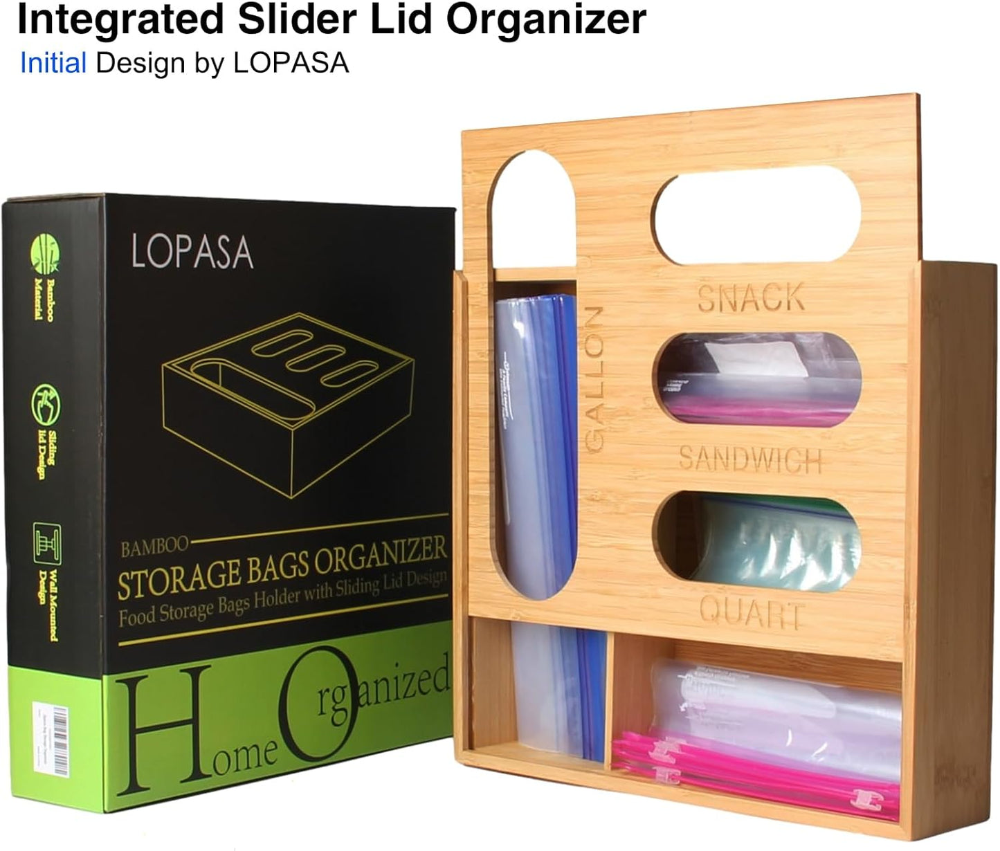 Baggie Organizer for Drawer Compatible with Ziplock Food Storage Bag