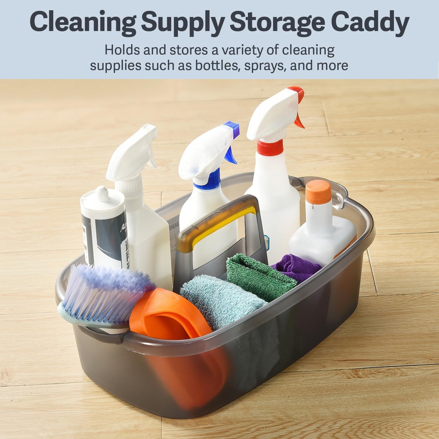 Large Cleaning Caddy with Handle, Cleaning Tool Storage Basket Organizer