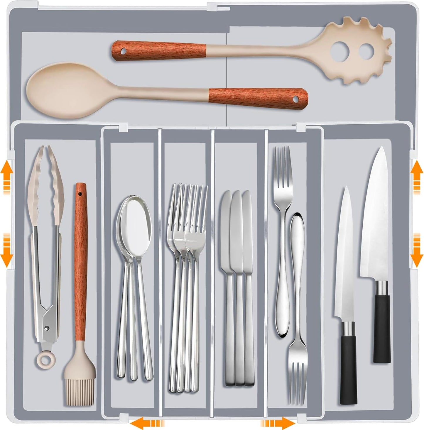Silverware Drawer Organizer for Kitchen - Adjustable Utensil Holder Drawer Organizer