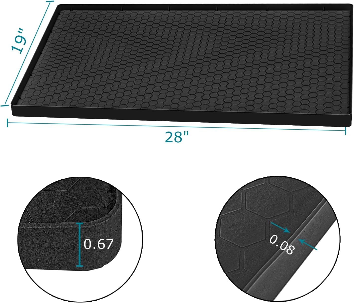 Under Sink Mat 28 x 19 for Kitchen Waterproof, Silicone Under Sink Liner