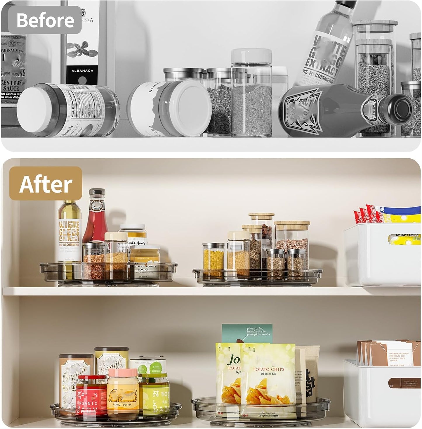 3 Pack Lazy Susan Organizer Turntable for Cabinet