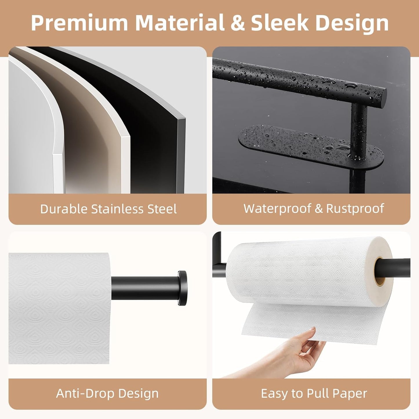 2 Pack Paper Towel Holder, Improved Paper Towel Holder Under Cabinet