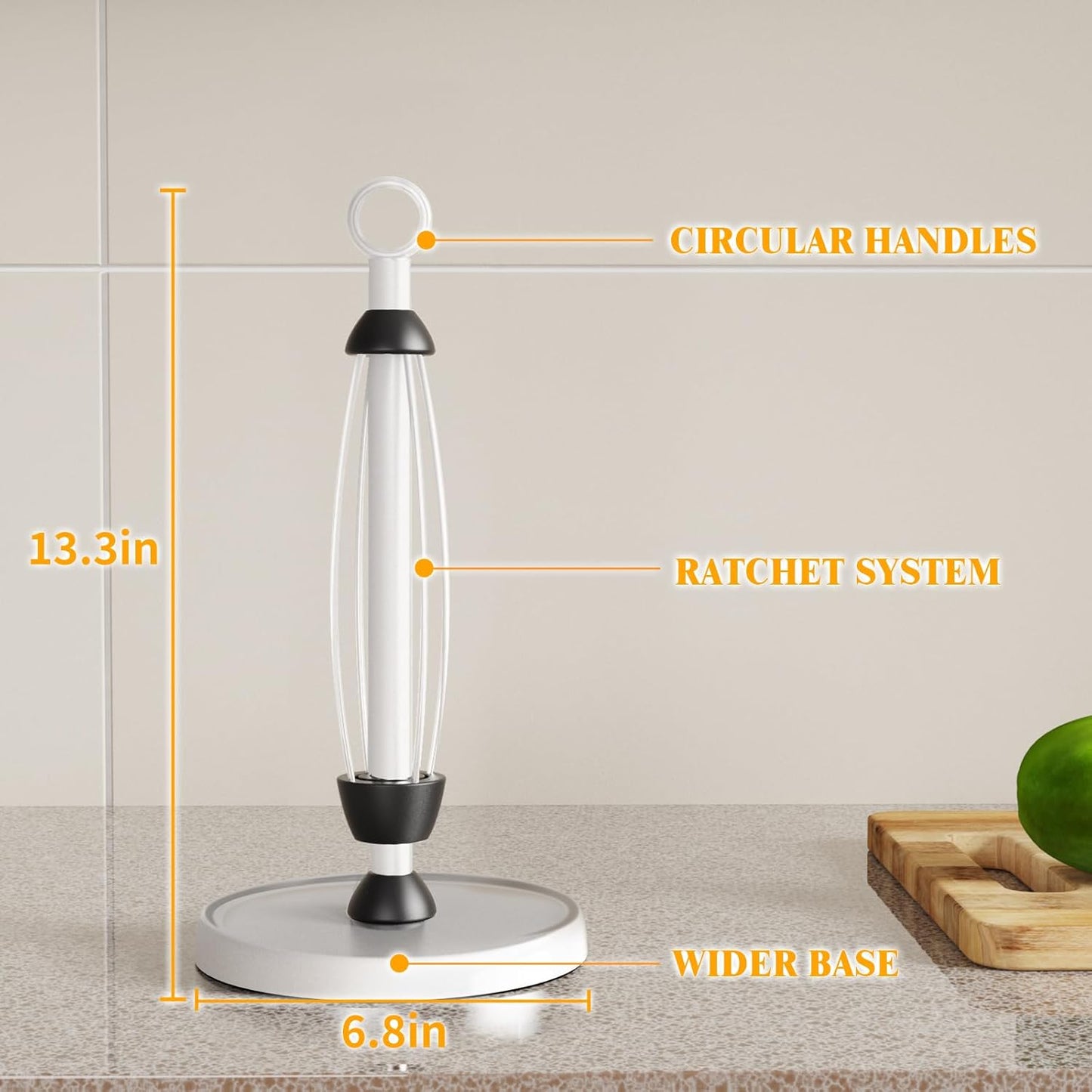 White Paper Towel Holder Countertop, White Kitchen Accessories Decor, One-Handed Tear