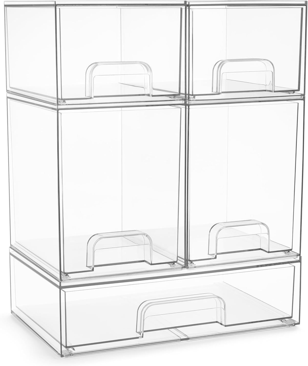 Acrylic Storage Containers - 5 Pack, Stackable Storage Bins Set for Bathroom Organization