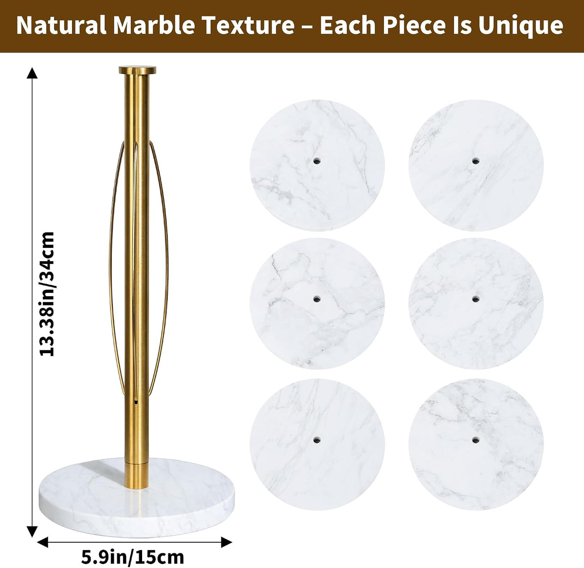 YIGII Marble Base Paper Towel Holder Countertop