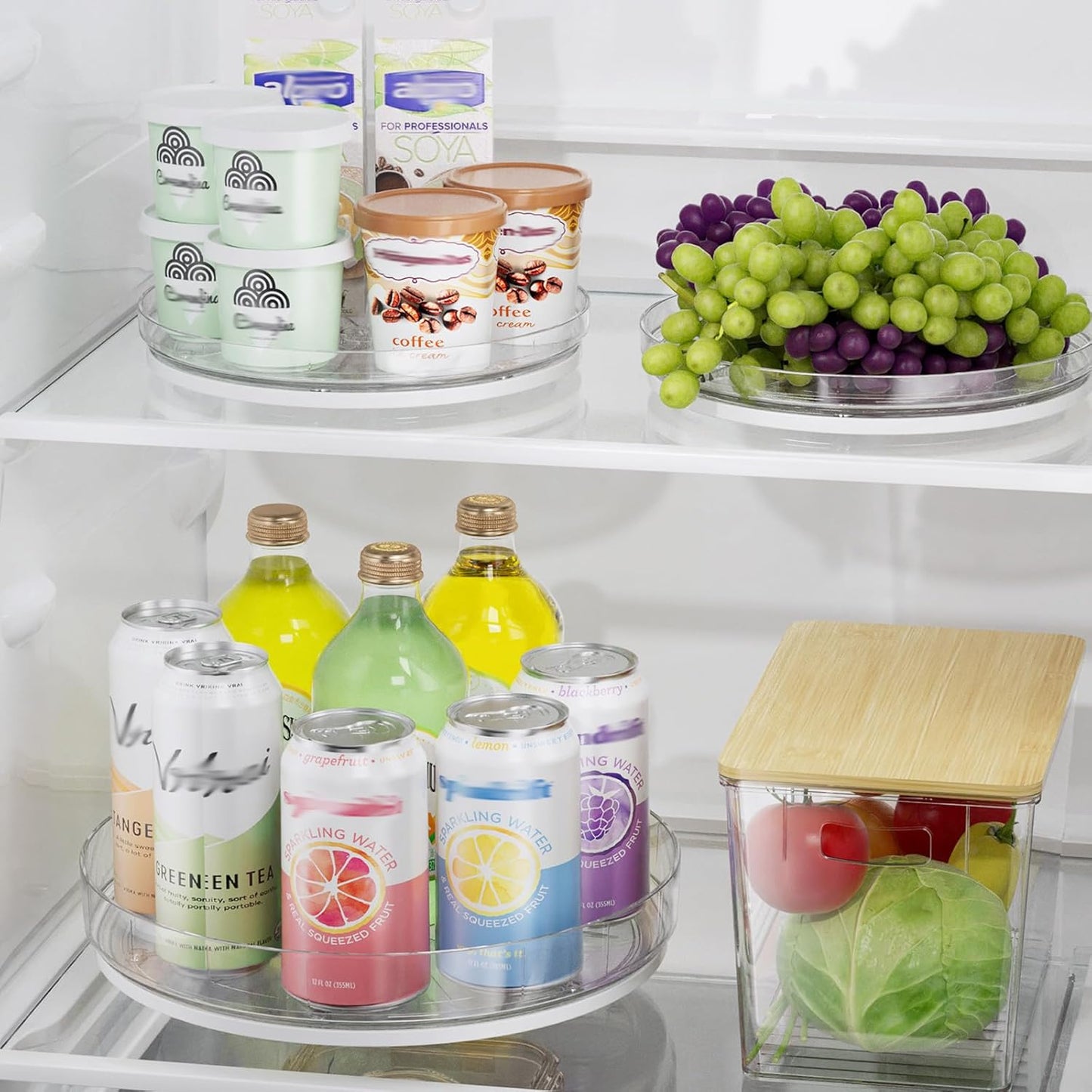 3 Pack Lazy Susan Organizer, Clear Lazy Susan Turntable for Cabinet, Spice Organizer for Pantry
