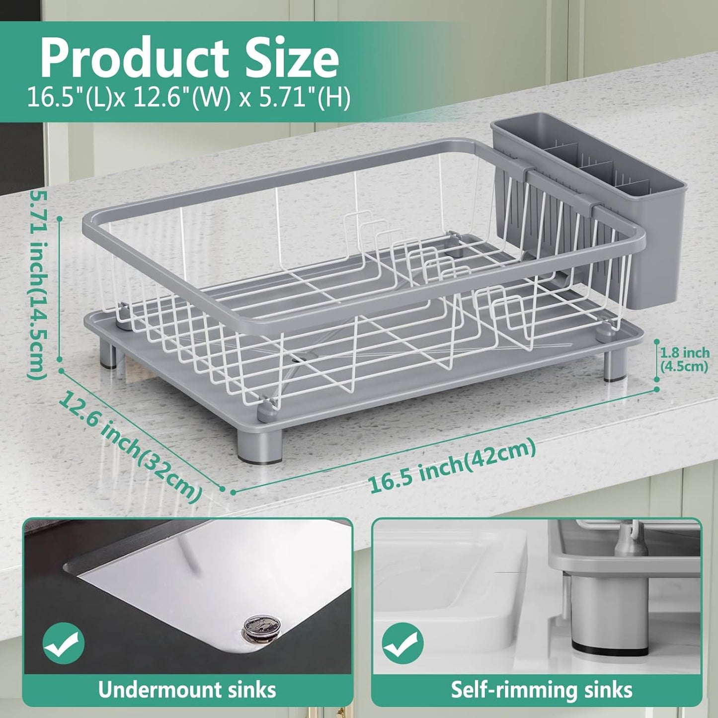 Dish Drying Rack - Space-Saving Dish Rack,Dish Racks for Kitchen Counter with Drainboard