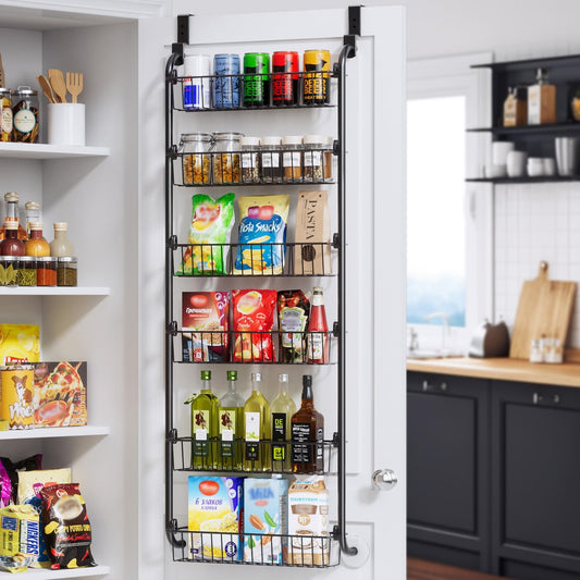 Over the Door Pantry Organizer, 6-Tier Metal Pantry Door Organization and Storage