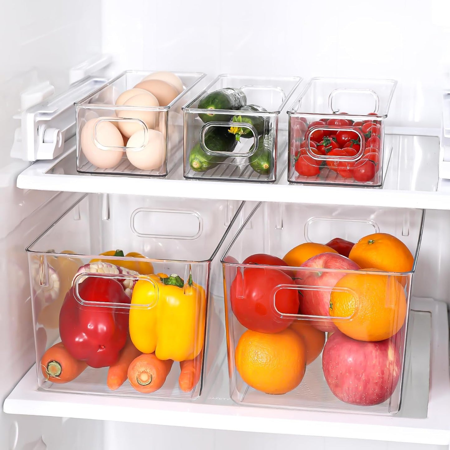 Clear Plastic Storage Bins 8 Pack - Pantry Organizers and Storage