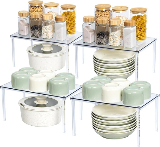 Acrylic Cabinet Organizer, Set of 4 Spice Rack Organizer for Cabinet