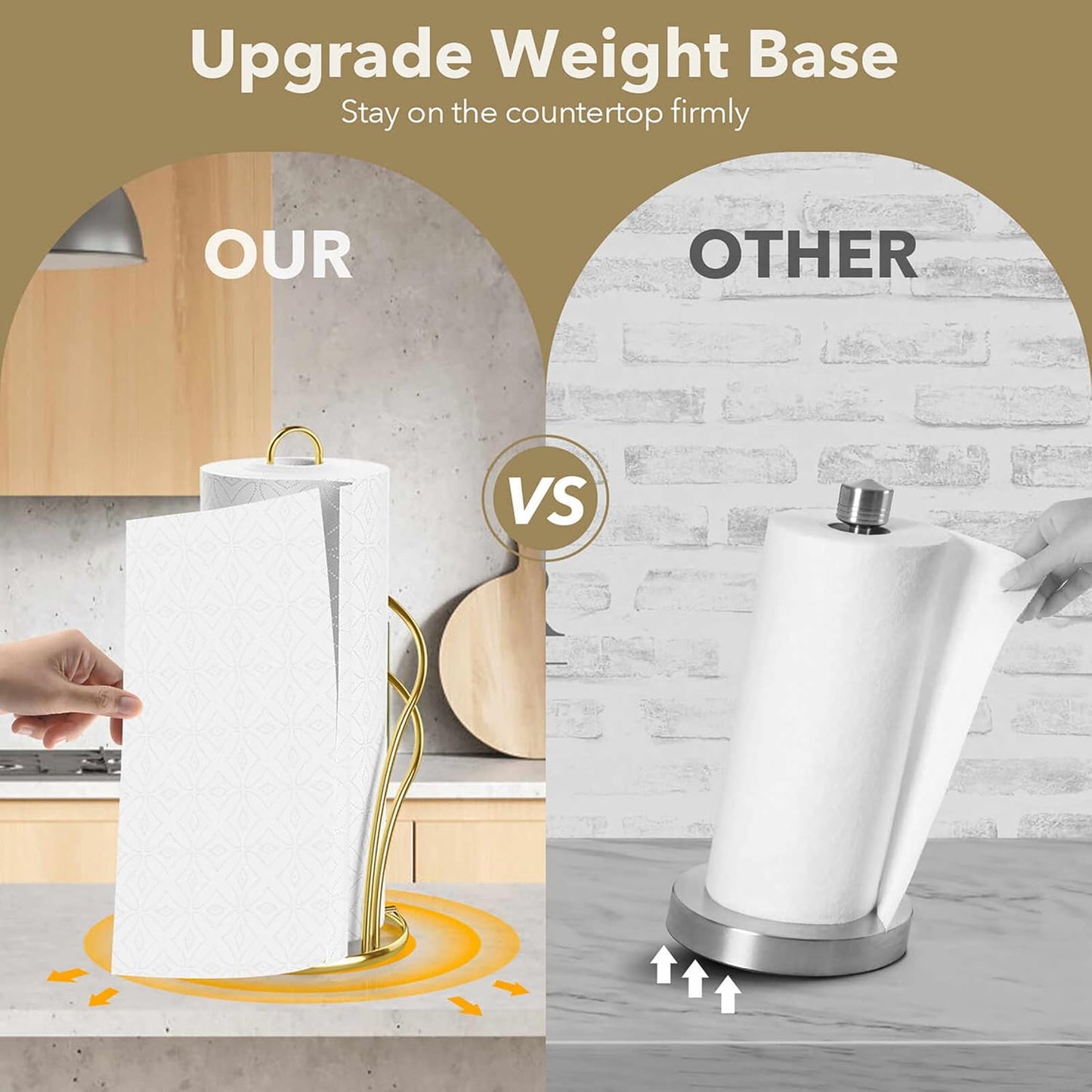 Paper Towel Holder Countertop, Stainless Steel Paper Towel Roll Holder and Paper Napkinholder Set