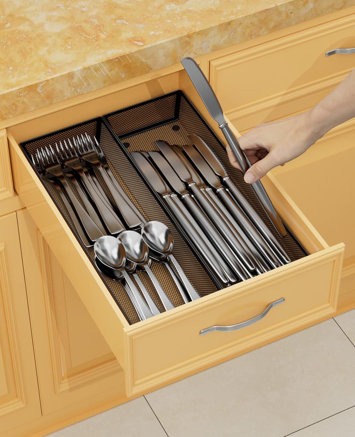 Kitchen drawer organizer - silverware utensil organizer for kitchen drawer,silverware tray in drawer