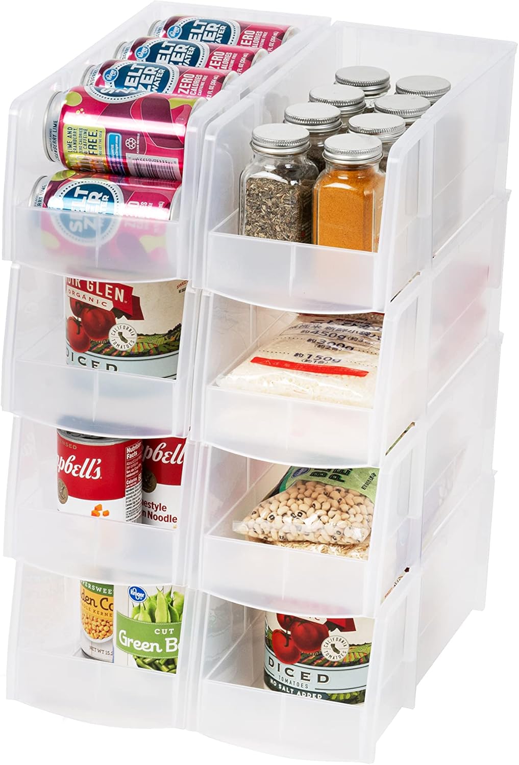 Clear Plastic Stackable Storage Bins, Large- 8 Pack