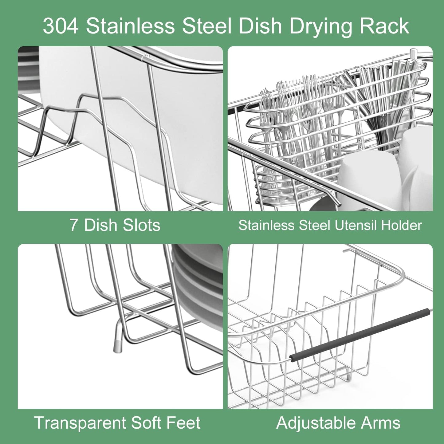 Over Sink Dish Drying Rack for Small Sink, Compact Expandable 14.25"–22.44"