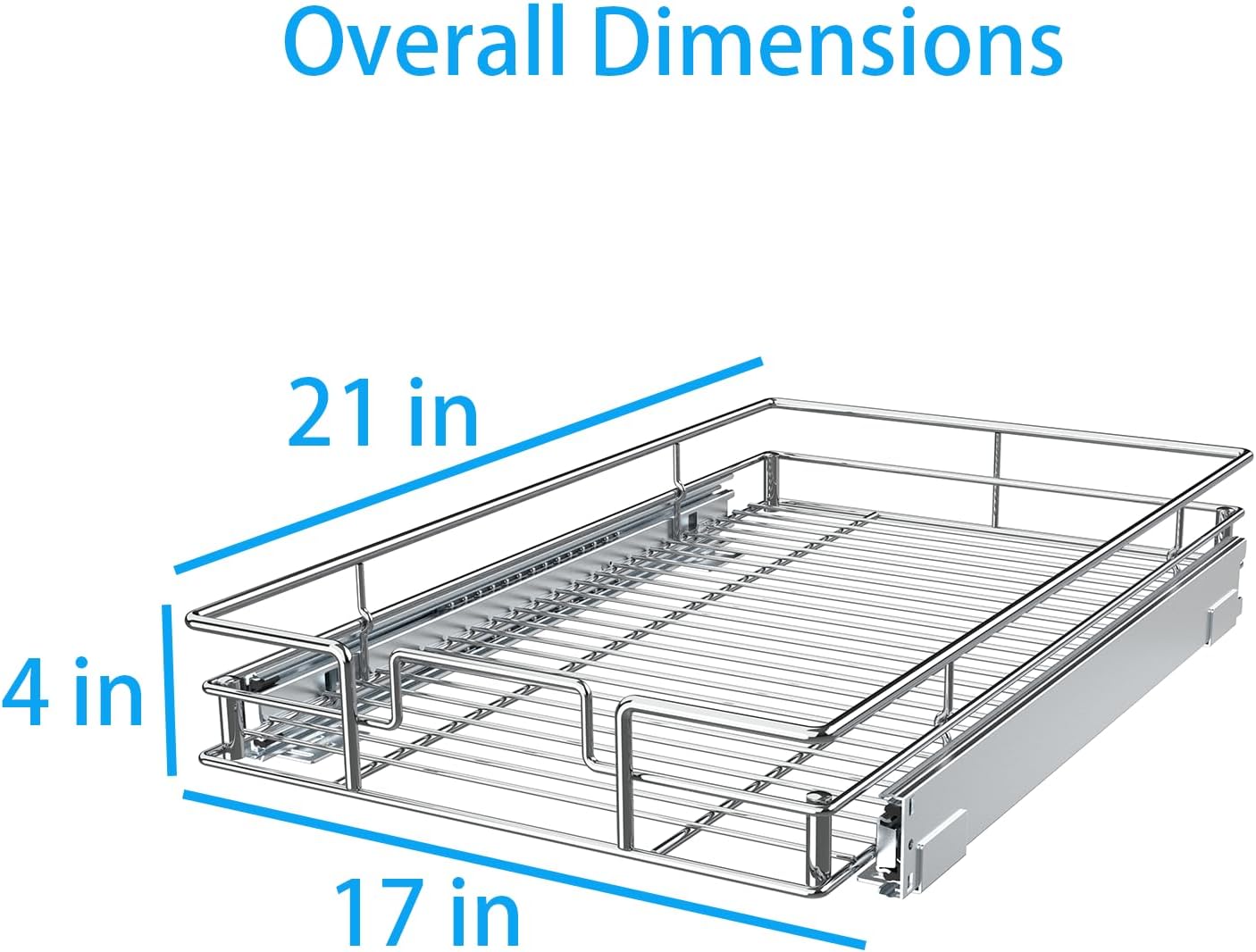 Pull Out Cabinet Organizer,Slide Out Kitchen Cabinet Storage Shelf and Drawer Organizer NEED 18" W and 22" D Cabinet, Chrome Finish (17 * 21 in)