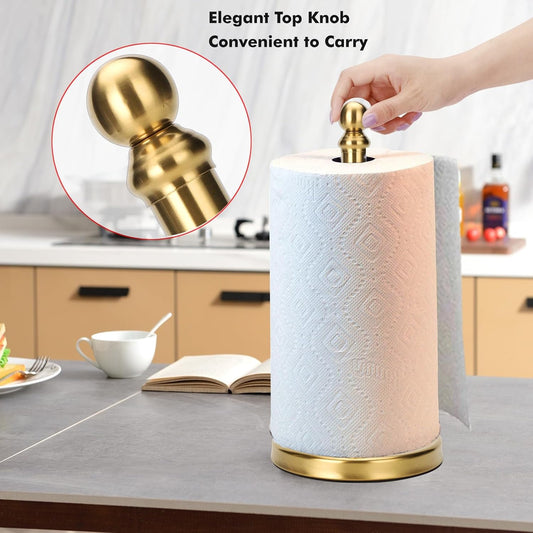 exilon Gold Stainless Steel Countertop Paper Towel Holder with Weighted Base, 13 inches