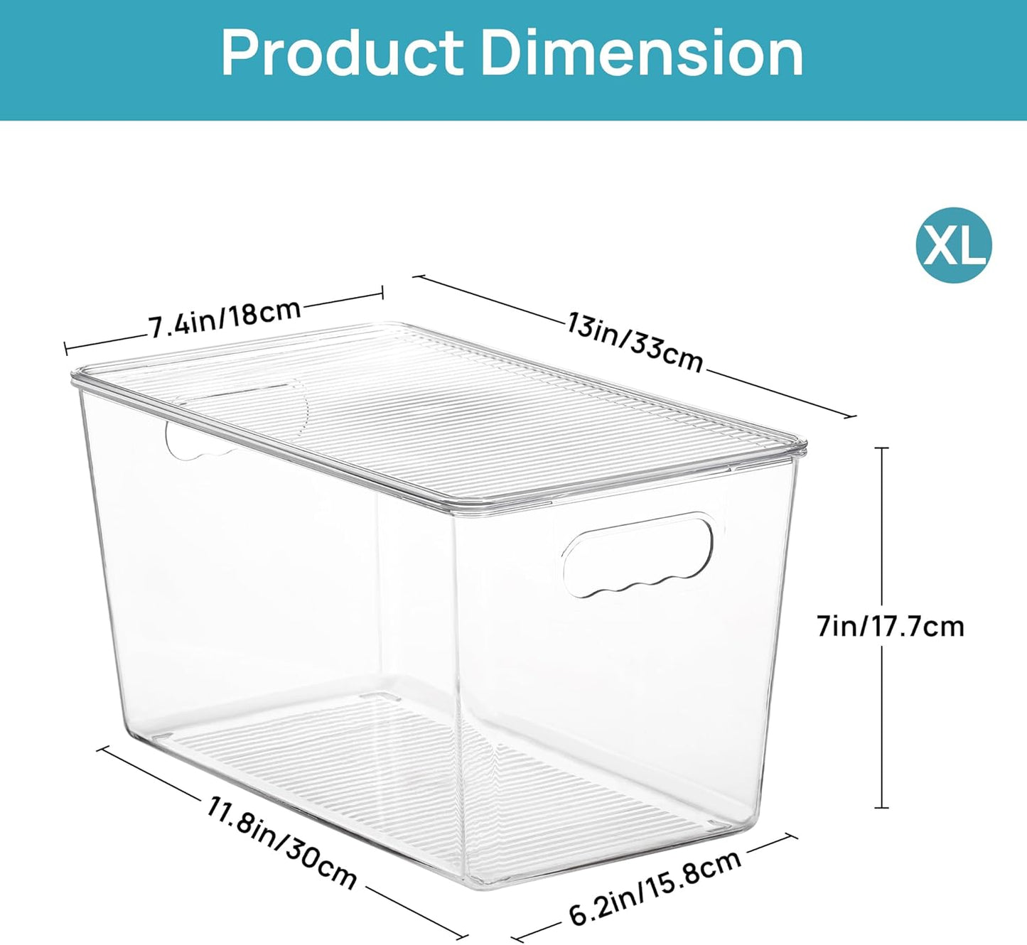 6 Pack Clear Stackable Storage Bins with Lids,XLarge Plastic Containers with Handle for Pantry Organizer and Storage,Perfect for Kitchen,Fridge,Cabinet, Closet,Bathroom Organization