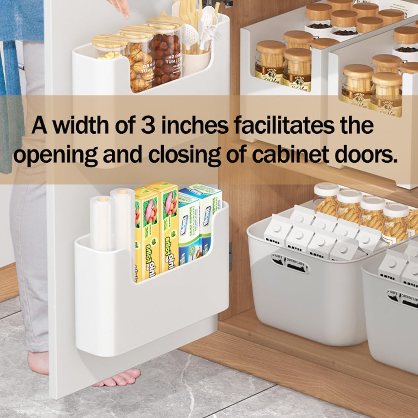 Adhesive Cabinet Door Organizer Storage 4 Pack