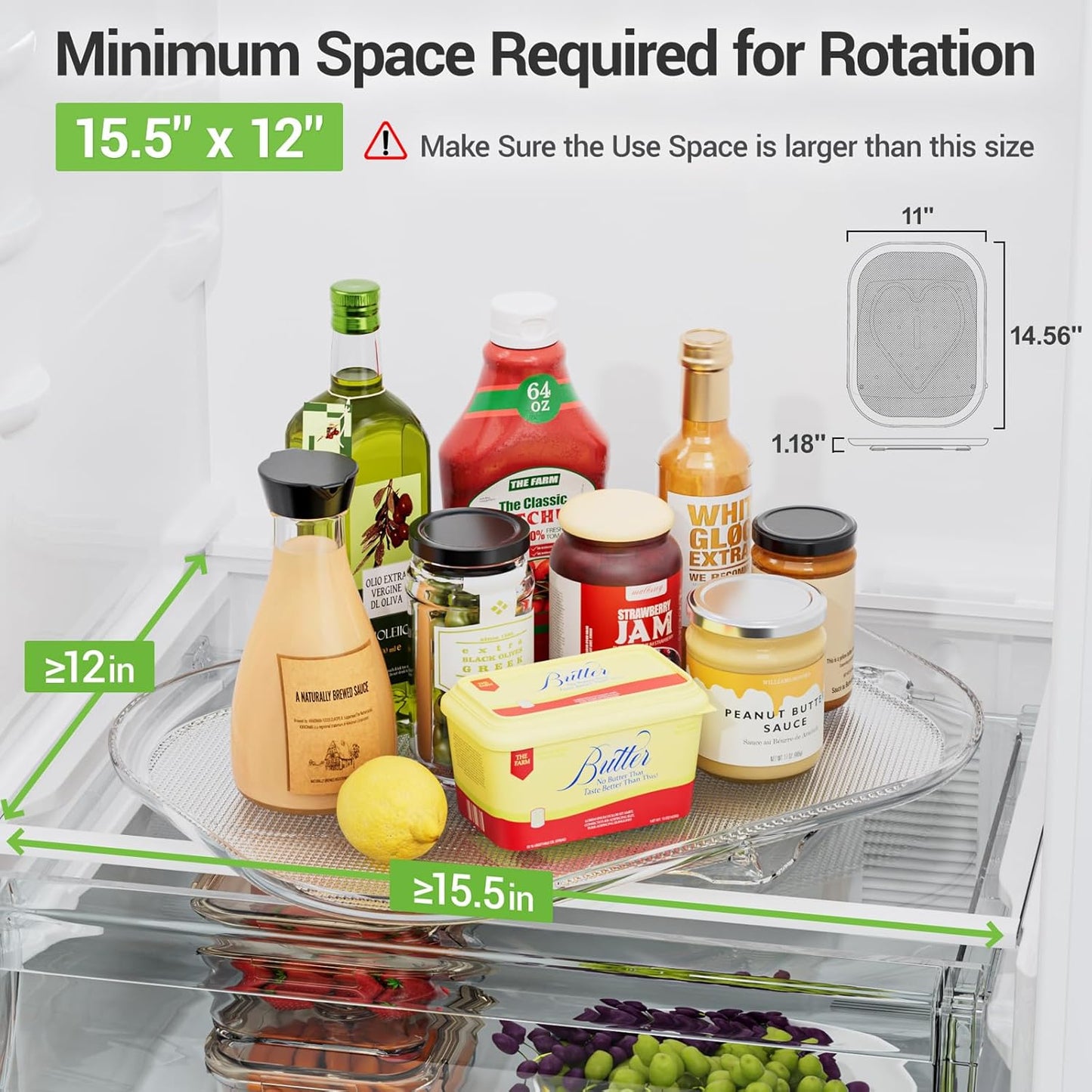 Lazy Susan Turntable Organizer for Refrigerator Organizers and Storage Fridge Organization