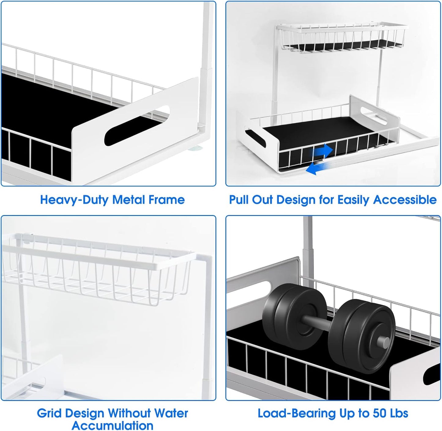 2 Pack Under Sink Organizer, 2 Tier Pull-Out Cabinet Storage Shelf