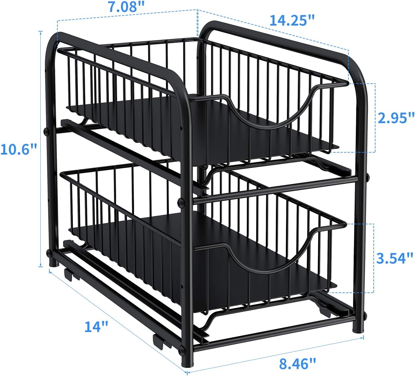 Pull-out Cabinet Organizer, Stackable 2-tier Under Sink Rack