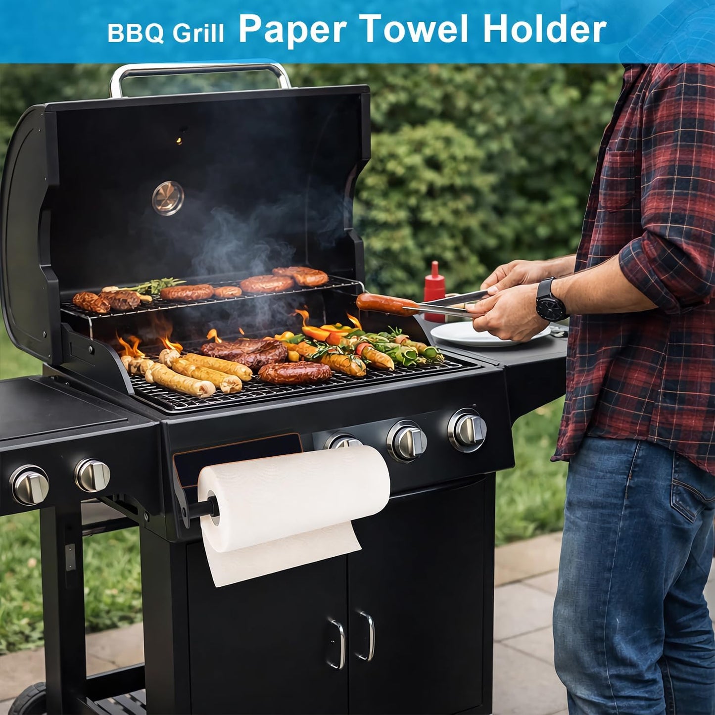 Magnetic Paper Towel Holder for Frige, One-Hand Operable Paper Towel Holder, Self-Adhesive
