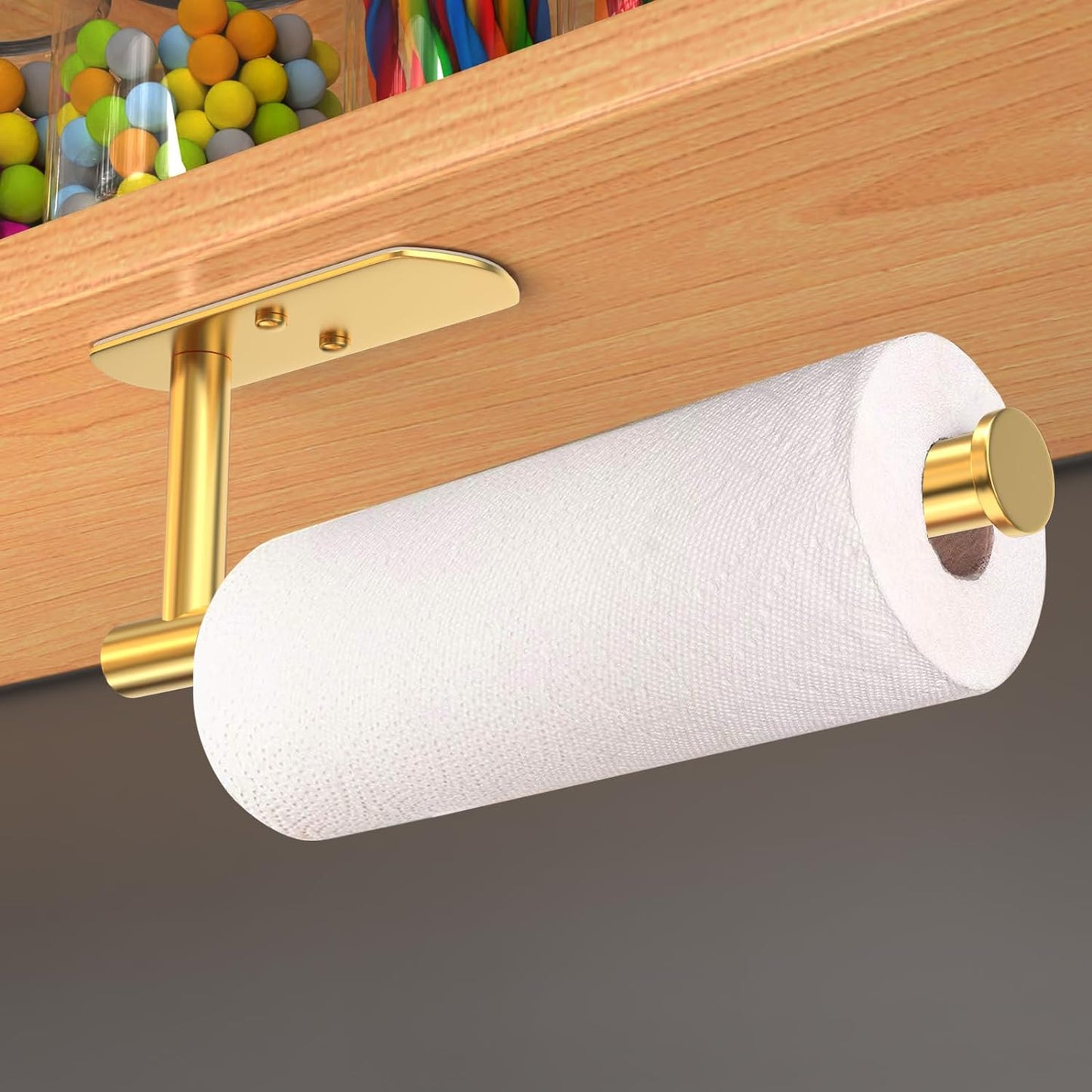 Adhesive Paper Towel Holder Under Cabinet Wall Mount for Kitchen Paper Towel