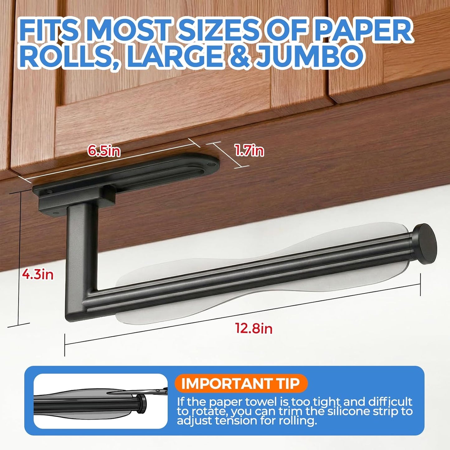Paper Towel Holder Under Cabinet - Self Adhesive or Drilling Paper Towel Holder Wall Mount