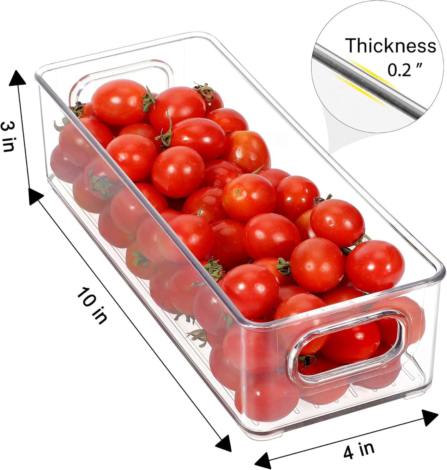 Stackable Plastic Food Storage Bin with Handles for Kitchen Pantry, Cabinet, Refrigerator