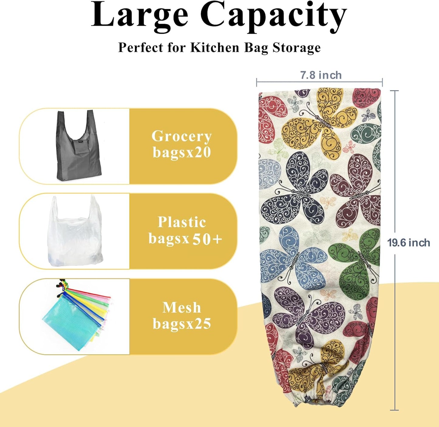 Plastic Bag Holder, Wall Mount Grocery Bag Organizer Dispenser