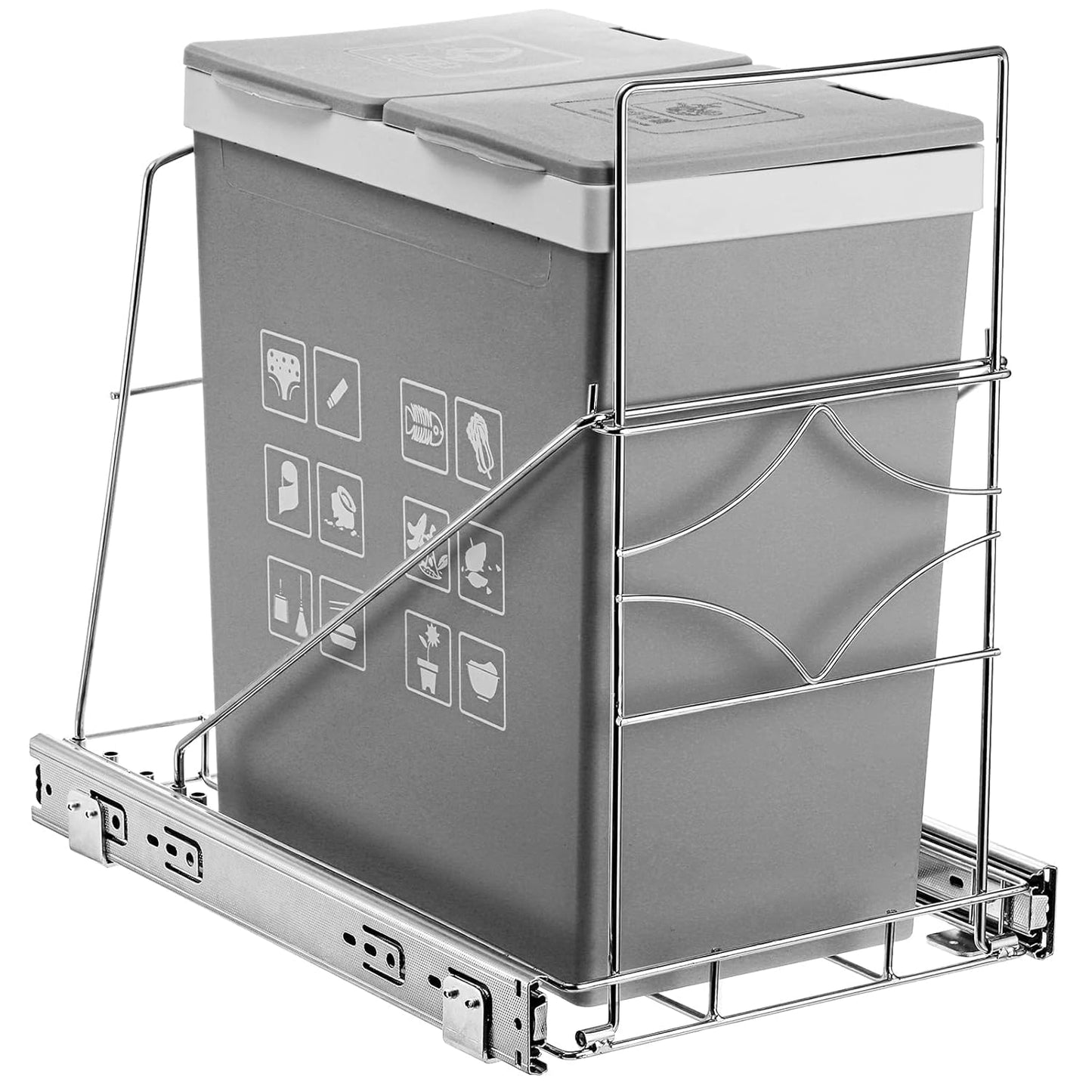 Pull Out Trash Can Under Cabinet, Adjustable Stainless Steel Under Sink Trash Can Pull Out