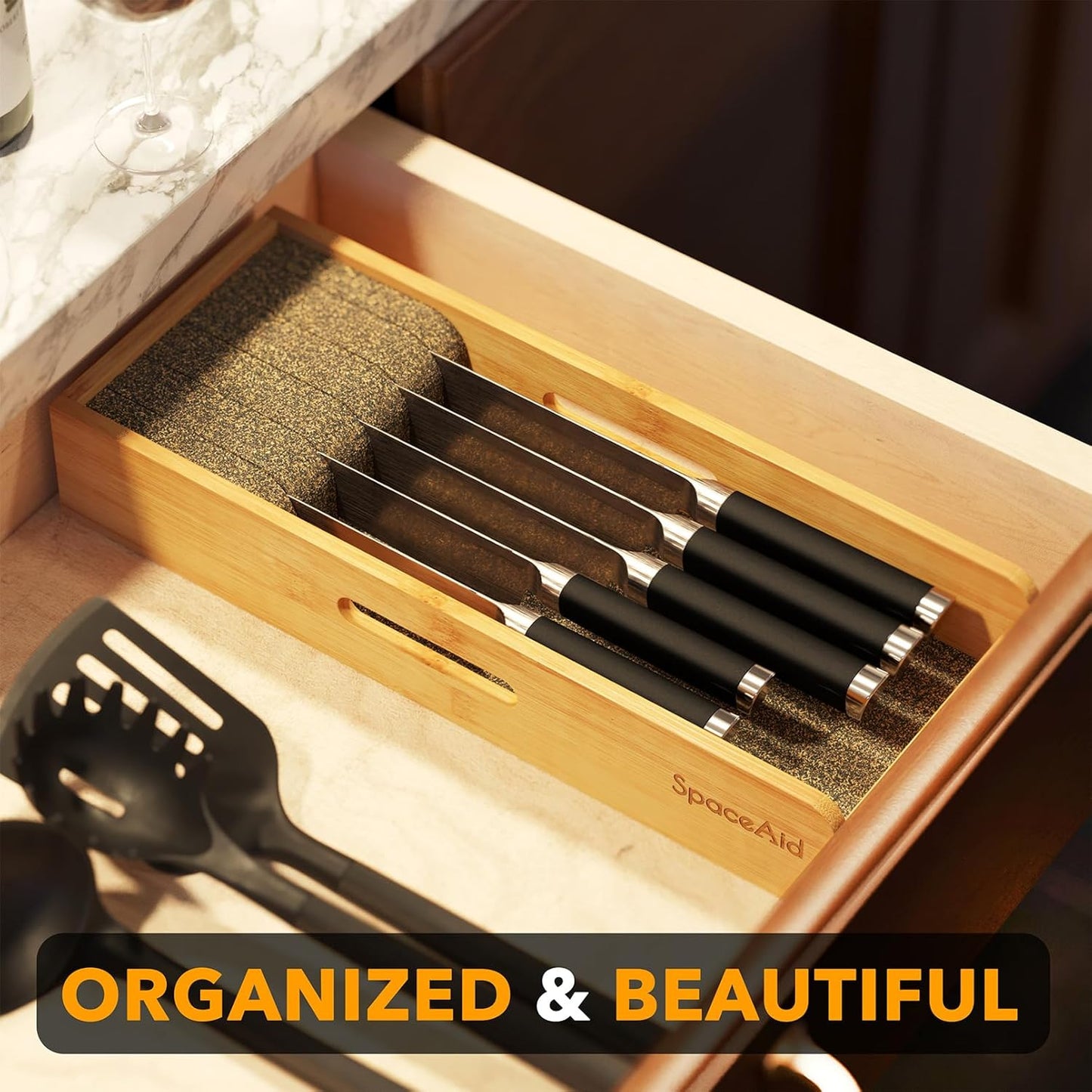 Knife Drawer Organizer Bamboo Insert Dock