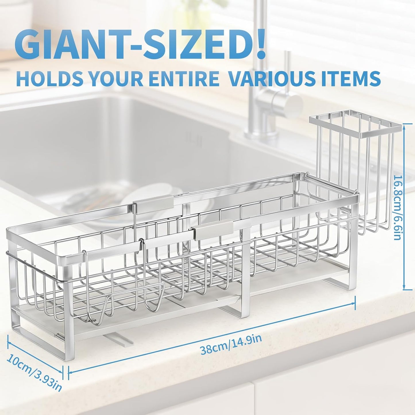 Extra Large Extendable Sponge Holder for Kitchen Sink