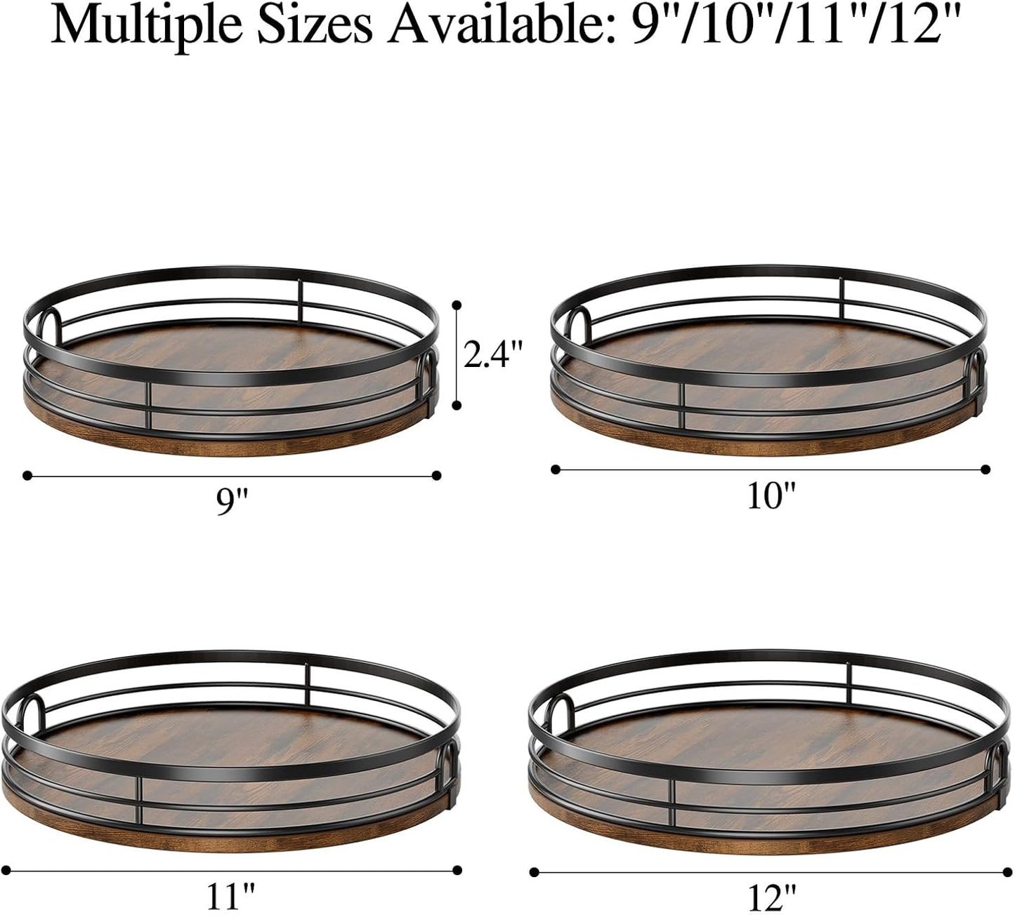 10'' Lazy Susan Turntable Organizer for Cabinet, Round Wood Lazy Susan for Table Top, Countertop