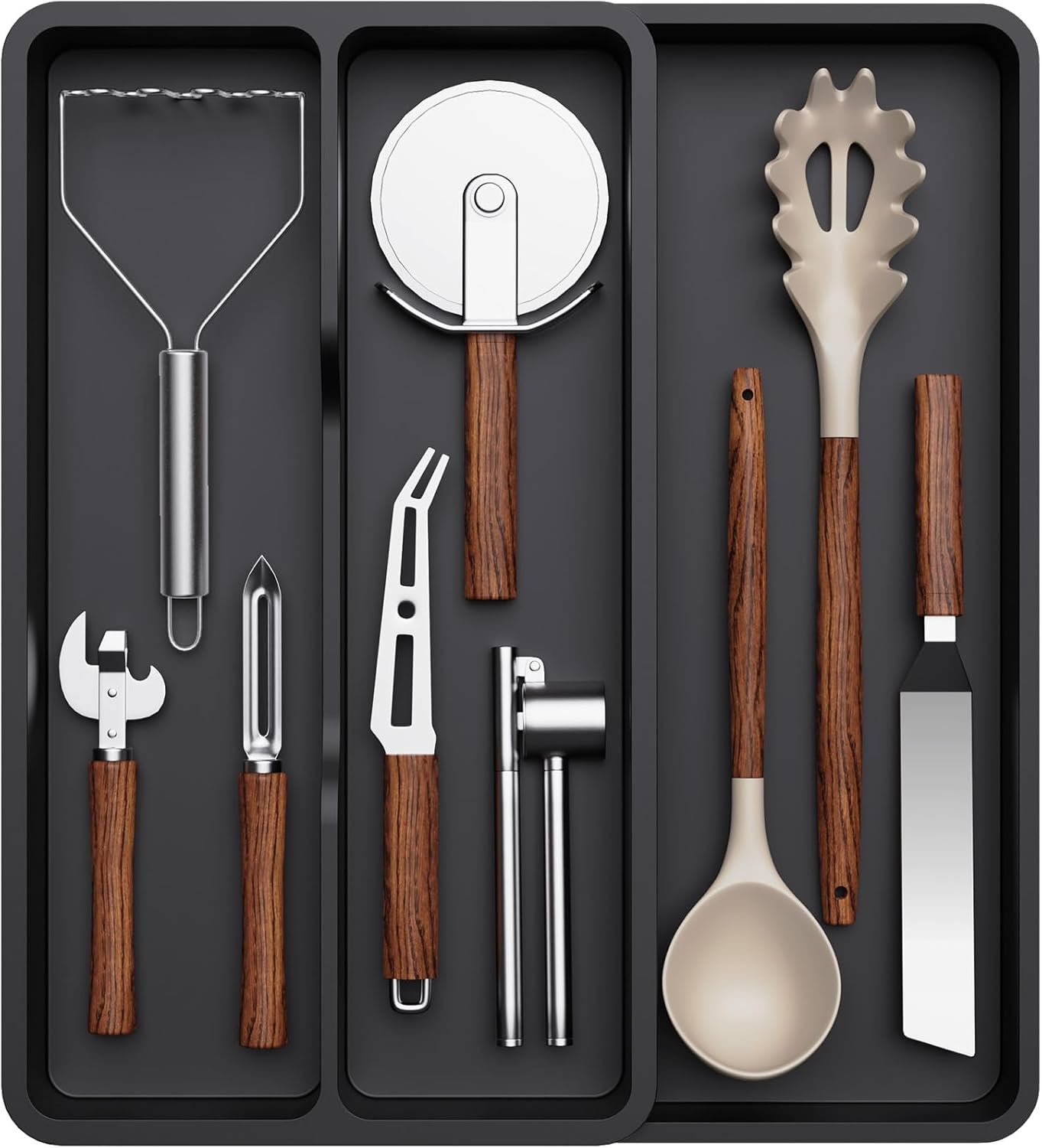 Utensil Organizer for Kitchen Drawer, Expandable Cooking Silverware Tray
