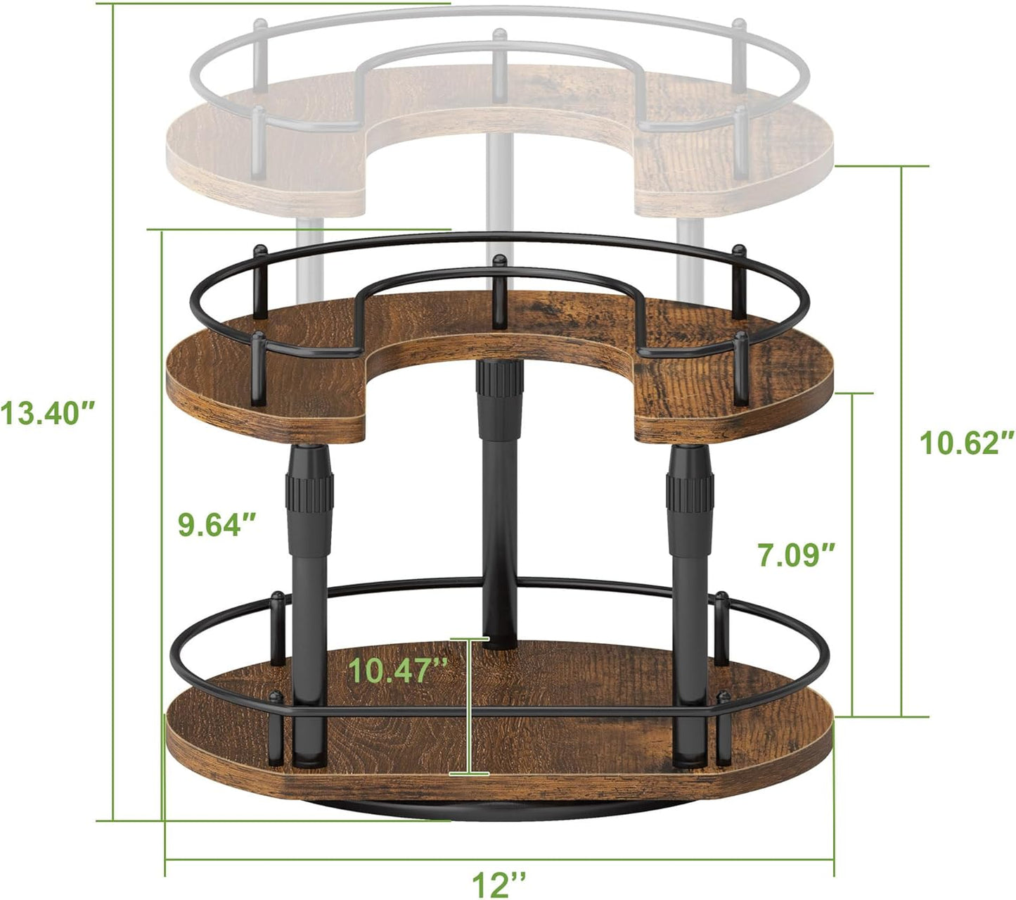 Lazy-Susan-Spice-Rack -Organizer For Cabinet With Adjustable Height