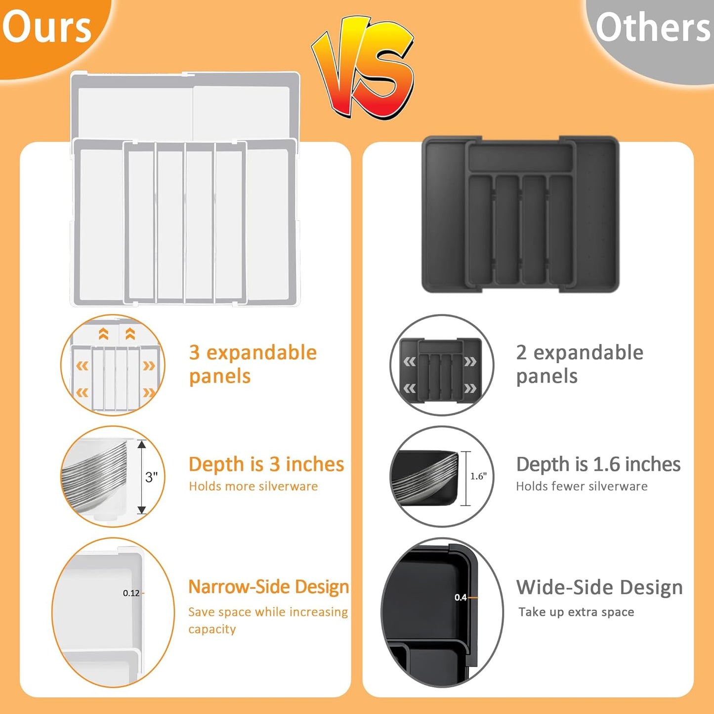 Silverware Drawer Organizer - Expandable Drawer Organizer for Kitchen