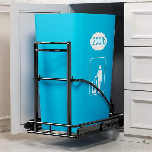 Under Sink Trash Can Pull Out 7-13Gal 50Qt Black