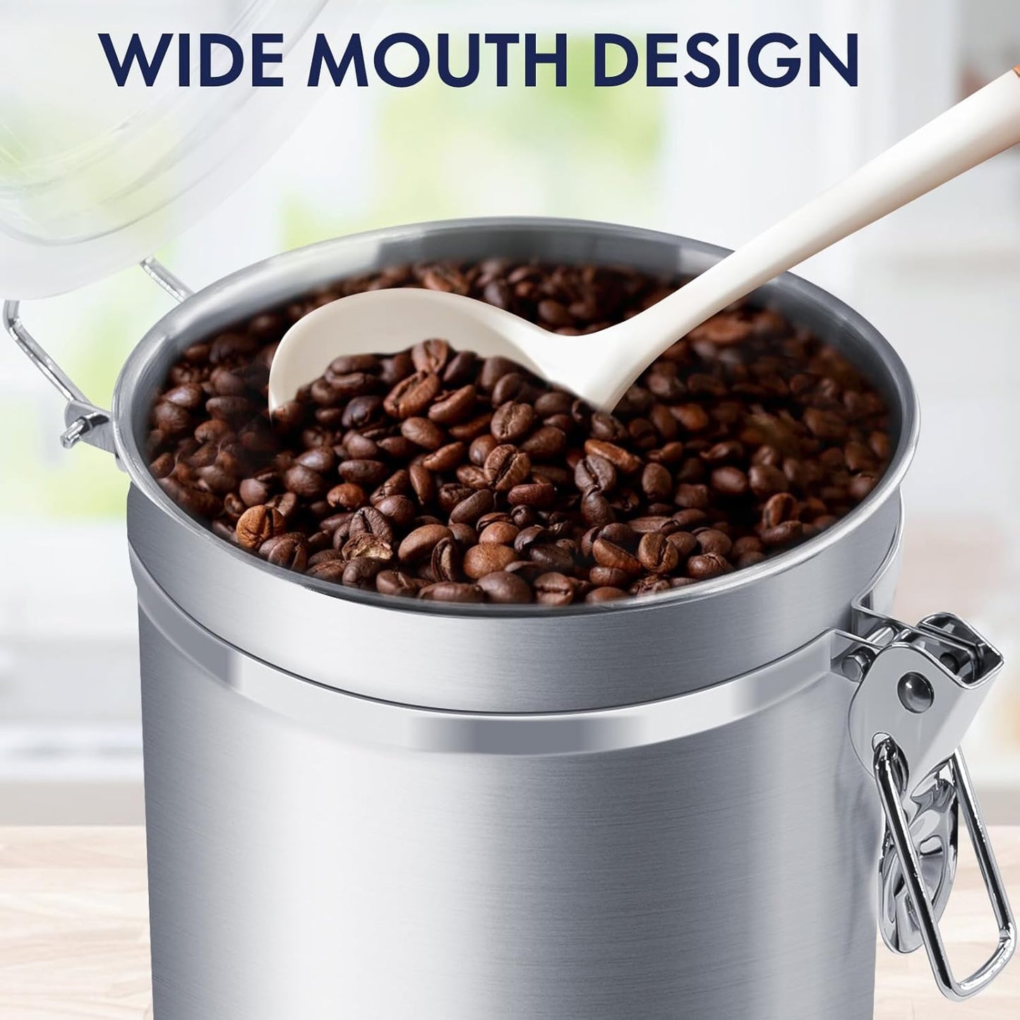4-Piece Stainless Steel Airtight Food Storage Canister Set with Clear Lid